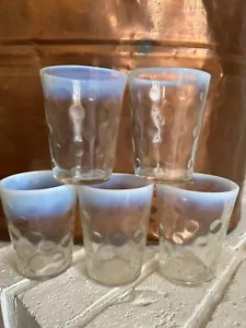 Set 5 1890er EAPG Becher umgekehrt gepunktet opalisierend Trinkglas 6oz - Bild 1 von 9