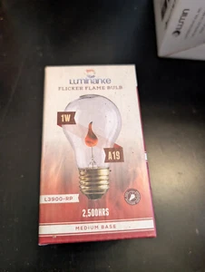 Globe-shape LUMINANCE 1W FLICKER FLAME Light Bulb, Medium-Base A19 / L3900-RP - Picture 1 of 2