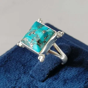 Green Copper Turquoise 925 Sterling Silver Handmade Statement Ring All SizeSH152 - Picture 1 of 4