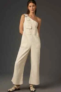 Pilcro One-Shoulder Utility Overalls Ivory XL Tall - Picture 1 of 3