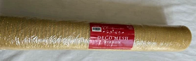 Deco Mesh Ribbon Gold with Gold Metallic Thread 21 In X 30 Ft Hobby Lobby  NEW - Image 1 of 4