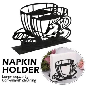 Iron Napkin Holder Black Standing Napkin Dispenser Kitchen< B9W0 - Bild 1 von 8