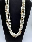 Ivory Necklace Gold Tone Beads 24 inches Triple strand by Alabaster