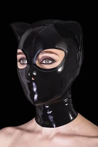 423 Latex Cat Ear Hood Mask With Closed Mouth Halloween Party Hood 0.4mm - Picture 1 of 2