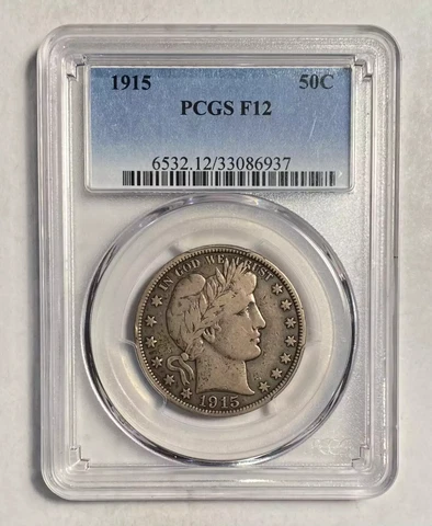 1915 P Barber Half Dollar PCGS F-12 Cover