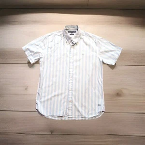 Camisa Tommy Hilfiger Para Hombre Diseñador Azul Rayas Talla *Grande* Manga Corta G868 - Imagen 1 de 10