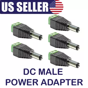DC Male Power Adapter Plug Male Pigtail with Terminal Block 5 Pack - Picture 1 of 6