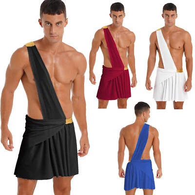 Sexy Disfraz de Toga Para Hombre Un Hombro Antiguo Griego Juegos con disfraces Trajes Halloween Foto 1 de 3