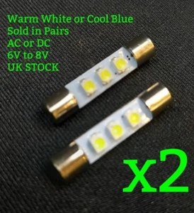 x2 LED Fuse Lamp Bulb PAIR 6V 8V AC DC Vintage HiFi Marantz Pioneer VU Blue - Picture 1 of 6