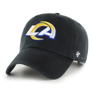 Los Angeles Rams '47 Brand Black Clean Up Adjustable Dad Hat - Picture 1 of 2