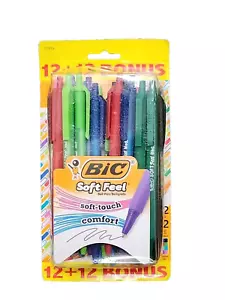 BIC Soft Feel Retractable Ballpoint Pens Comfort 1.0mm Medium Point 24 Pack - Picture 1 of 5