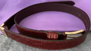 FORENZA Red Brown Genuine Texture Leather Hand Made Unisex Italian Style Belt L - Picture 1 of 10