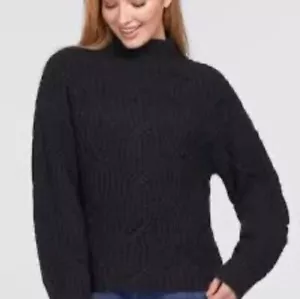 Tribal Jeans Black Knit Turtleneck Sweater Women’s Small Chunky Soft Pullover S - Picture 1 of 10