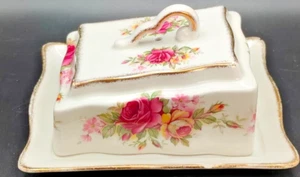 🧀 Vintage Old Foley “Garland Rose” Cheese Dish – James Kent Ltd., Staffordshire - Picture 1 of 10
