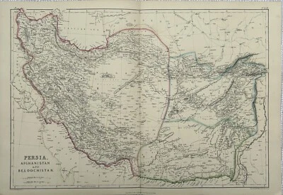 1860 Persia, Afghanistan & Belochistan Hand Coloured Antique Map by G.W. Blackie - Image 1 of 3