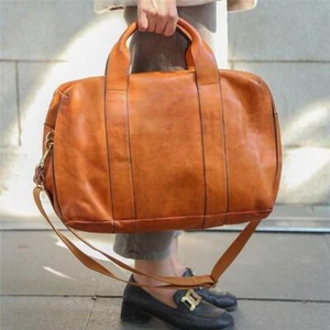 Italy Cowhide Leather Boston Bag | Women Weekend Bag | Men Handcrafted Leather B - Picture 1 of 10
