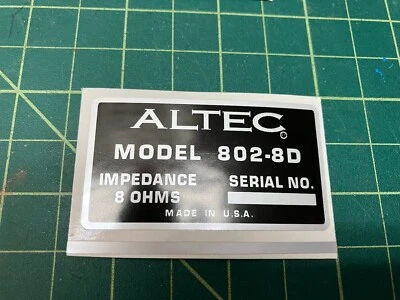 ALTEC 802-8D Voice Of Theater driver Duplex, Decal Speaker "DECAL" New!