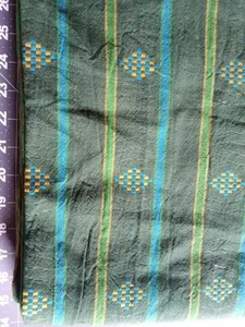 4 Yds By 46" Wide Green With Blue India Style Cotton Quilt Fabric - Picture 1 of 4