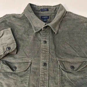 J. Crew Mens Large Grey Corduroy Button Down Shirt Jacket Classic Long Sleeve - Picture 1 of 7