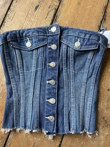 Xara Denim Corset Top Bnwt Xs - Picture 1 of 6