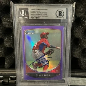 Roman Quinn Purple Bowman Chrome Purple SP Phillies handsigniert BAS Beckett Auth - Bild 1 von 2