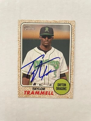 Taylor Trammell Signed 2017 Topps Heritage Minors Baseball Card IP Autograph  - Image 1 of 2