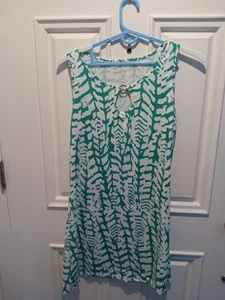 Sommerkleid Damen grün/weiß ärmellos Strick - Bild 1 von 2