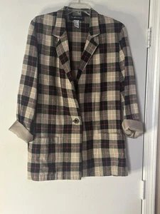 Sag Harbor Plaid Blazer Size 12 Rolled Sleeves - Picture 1 of 8