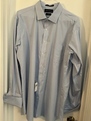 NUEVO CON ETIQUETAS Camisa Paul Fredrick 18/36 Calce Ajustado Impecable Cielo NI Pinpoint Puños Franceses Foto 1 de 4