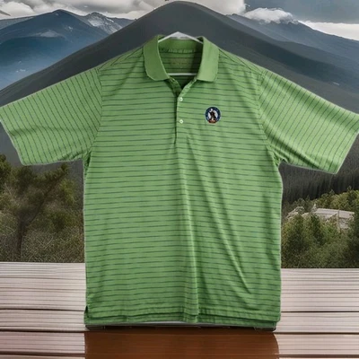 Polo ligero a rayas verdes con logotipo de golf Pinehurst #2 XL para hombre Foto 1 de 4