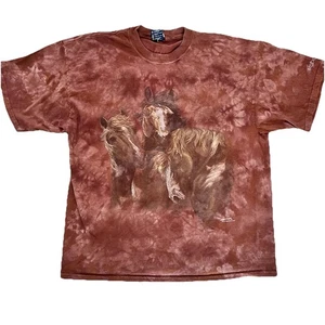 VTG 90s Horses Graphic T-Shirt Adult XL Brown Acid Wash Polar Graphics USA - Picture 1 of 9