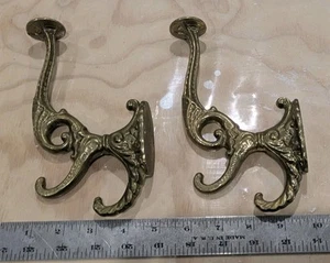 Antique Brass Triple Hat And Coat Hooks-2 - Picture 1 of 4