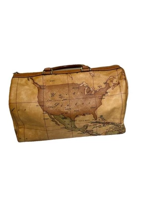 BOLSO BOSTON VINTAGE ALVIERO MARTINI CLASE MAPA DEL MUNDO MARRÓN Foto 1 de 4