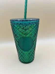 Nuevo vaso Starbucks 2022 esmeralda diamante verde joya taza fría 16 oz. - Imagen 1 de 3