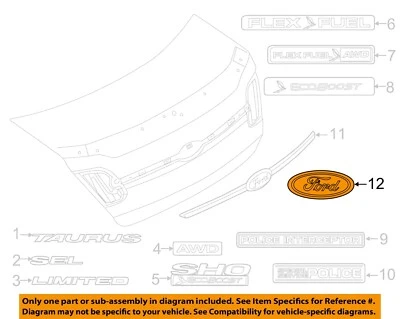 Оригинальная внешняя отделка-орнамент для полицейского перехватчика седана FORD 10-19 AG1Z9942528A - Изображение 1 из 2