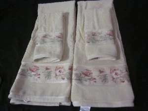 4 pc Lot Croscill antique rose cheri blum Pink rose trail Bath & Hand towels - Picture 1 of 9