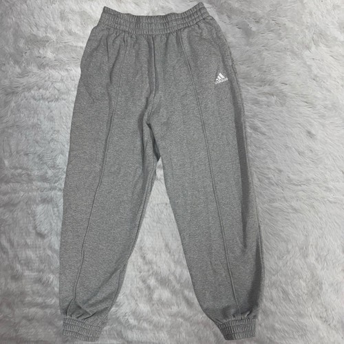 Pantaloni da jogging Adidas da donna medi in erica piatta davanti grigio a costine M