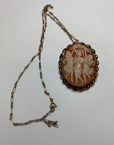 1/20th 12kt Gold Filled Vintage 3 Graces Cameo Pendant/ 18" chain *NO RESERVE* - Picture 1 of 12