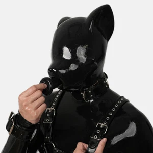 FURRJOI Silicone Black BDSM Headgear Fox Mask Hood Ico Drone for Gay Fetish  - Picture 1 of 7