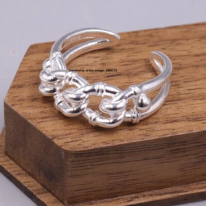 Solid 925 Sterling Silver Ring Women's 7mm Twisted Band Ring US Size 7 - Picture 1 of 4