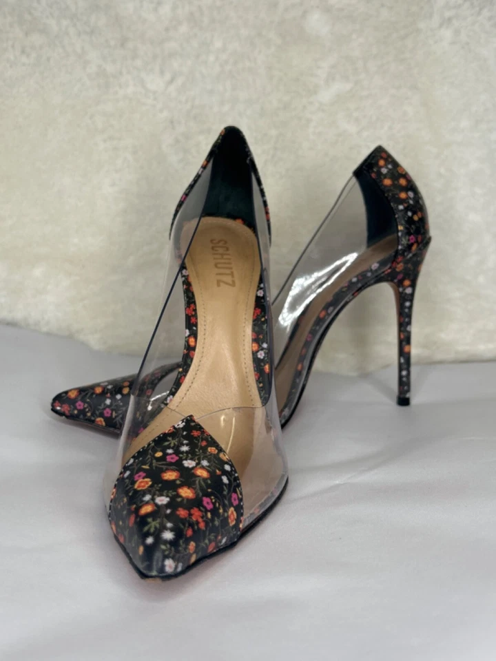Schutz Centi Pump in Floral Printed Stiletto Pointed Leather Size 8.5 Pre-Loved - Image 1 of 4