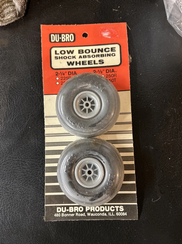NEW Du-Bro 2 1/2" Dia. RC Low Bounce Shock Absorbing Wheel. Cat. No. 250T - Image 1 of 1