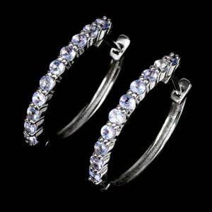 925 Sterling Silver Earrings Round Tanzanite Natural Gemstone Jewelry Gift - Picture 1 of 10