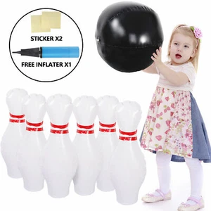 Lightweight Inflatable Bowling Set With Pump,6 Ball Spikes For Kids IN/Outdoor - Picture 1 of 12