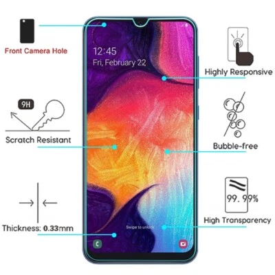 For Samsung Galaxy A50 Premium Tempered Glass Screen Protector Guard 9H Clear - Image 1 of 4