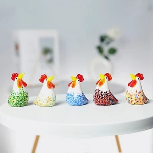 5 pz statuette di vetro gallo pollo mini vetro pollo fermacarte vetro animale - Foto 1 di 8