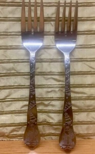 Set of 2 Sakura Stainless Mumm MAGIC OF SANTA 6 1/2" Salad Forks Japan - Picture 1 of 2