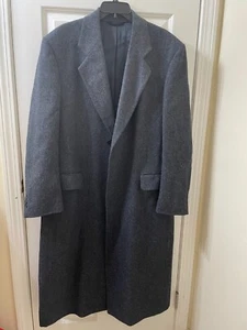 BARRISTER Long 100% Wool Coat Overcoat Mens Size 46 Black Vintage - Picture 1 of 16