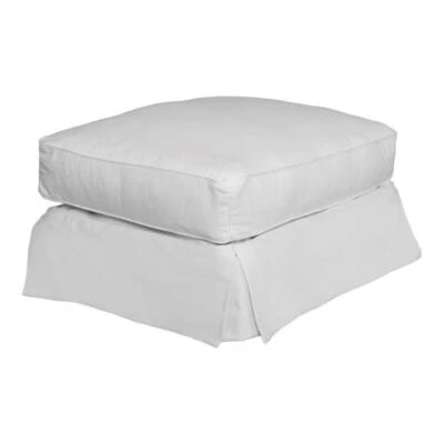 Sunset Trading Horizon Slipcovered Ottoman in Warm White Fabric - Image 1 of 4