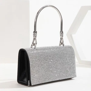 Borsa a mano con pochette sera busta borsa a tracolla strass cristallo festa di matrimonio - Foto 1 di 13